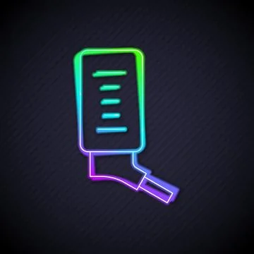 Glowing neon line Automatic drinker for small pets icon isolated on black b.. Illustrazione stock