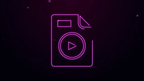 Glowing neon line AVI file document. Download avi button icon isolated on black Stock Footage 155542921