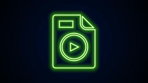 Glowing neon line AVI file document. Download avi button icon isolated on black Stock Footage 155542922