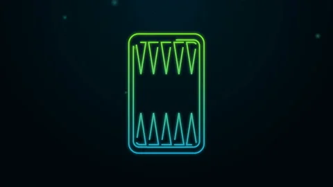 Glowing neon line Backgammon board icon isolated on black background. 4K Video Stock Footage 140415585