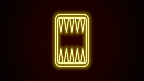 Glowing neon line Backgammon board icon isolated on black background. 4K Video Stock Footage 142669067