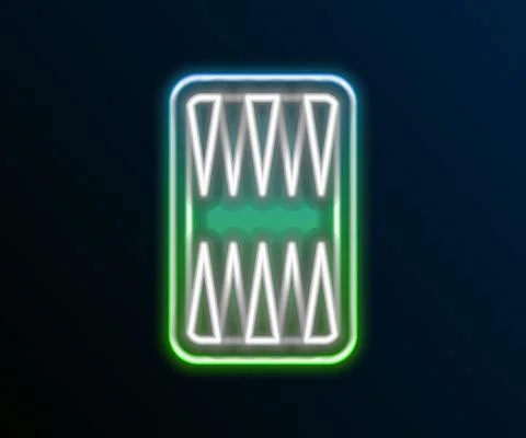 Glowing neon line Backgammon board icon isolated on black background. Colorful Stock Illustration