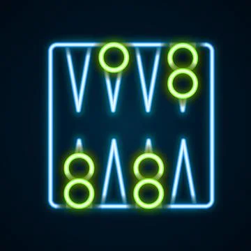 Glowing neon line Backgammon board icon isolated on black background. Colorful 스톡 일러스트