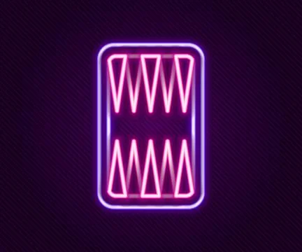 Glowing neon line Backgammon board icon isolated on black background. Color.. Stock Illustration