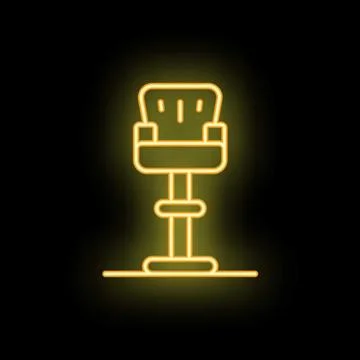 Glowing neon line bar stool icon on black background Stock Illustration