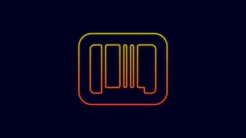 Glowing neon line Barcode icon isolated on blue background. 4K Video motion Stock-Footage 227261532