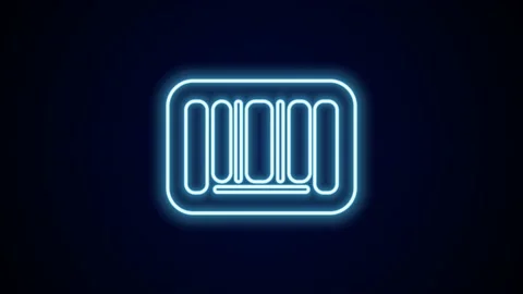 Glowing neon line Barcode icon isolated on black background. 4K Video motion Stock Footage 227381556