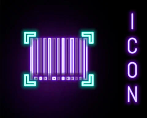Glowing neon line Barcode icon isolated on black background. Colorful outline Stock Illustration