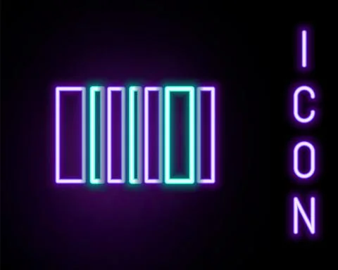 Glowing neon line Barcode icon isolated on black background. Colorful outline Stock Illustration