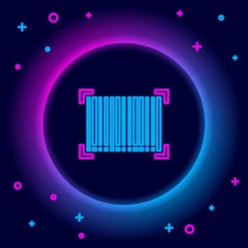 Glowing neon line Barcode icon isolated on black background. Colorful outline Stock Illustration