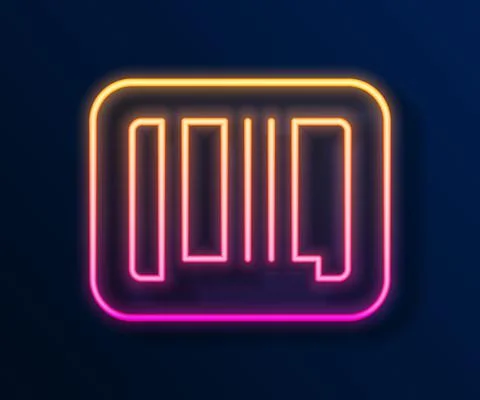 Glowing neon line Barcode icon isolated on black background. Vector Stock Illustration