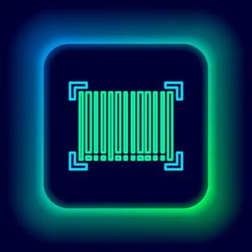 Glowing neon line Barcode icon isolated on black background. Colorful outline Stock Illustration