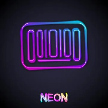 Glowing neon line Barcode icon isolated on black background. Vector 스톡 일러스트