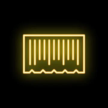 Glowing neon line barcode icon isolated on black background Stock Illustration