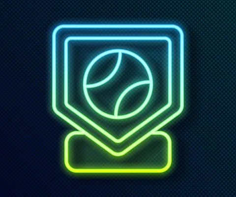 Glowing neon line Baseball base icon isolated on black background. Vector 스톡 일러스트