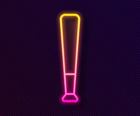 Glowing neon line Baseball bat icon isolated on black background. Vector 스톡 일러스트