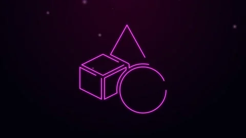 Glowing neon line Basic geometric shapes icon isolated on black background. 4K Stock Footage 155545473