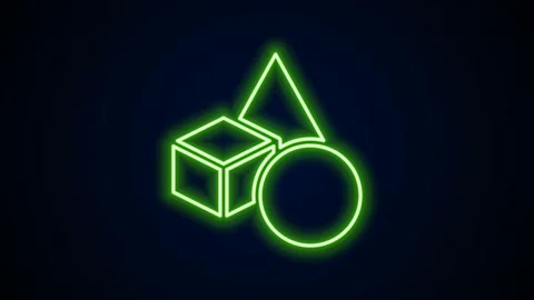 Glowing neon line Basic geometric shapes icon isolated on black background. 4K Stock Footage 155545475
