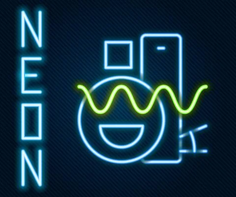 Glowing neon line Basic geometric shapes icon isolated on black background Stock Illustration