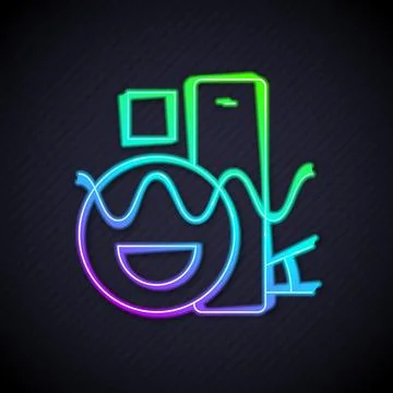 Glowing neon line Basic geometric shapes icon isolated on black background... Stock Illustration