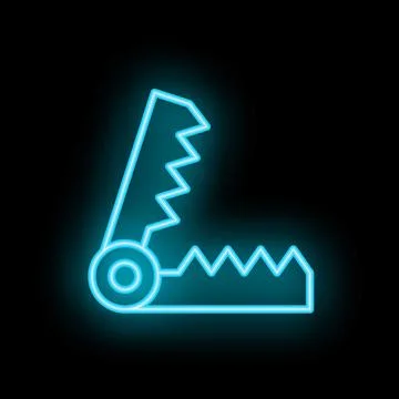 Glowing neon line bear trap icon isolated on black background. Vector illus.. Stock Illustration