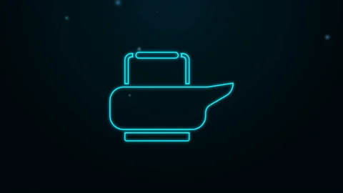 Glowing neon line Bedpan icon isolated on black background. Toilet for bedridden Stock Footage 139655394