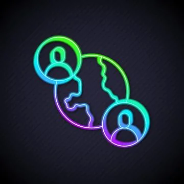 Glowing neon line BFF or best friends forever icon isolated on black backgrou Stock Illustration
