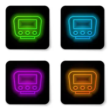 Glowing neon line Bicycle speedometer icon isolated on white background. Blac イラスト素材