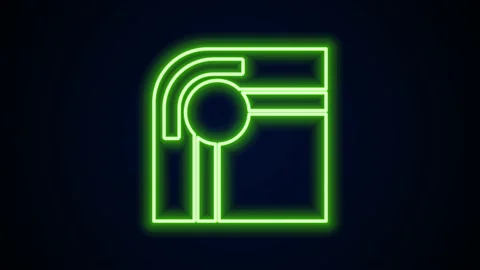 Glowing neon line Billiard table icon isolated on black background. Pool table Stock Footage 148444457