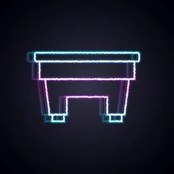 Glowing neon line Billiard table icon isolated on black background. Pool table イラスト素材