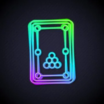 Glowing neon line Billiard table icon isolated on black background. Pool table イラスト素材