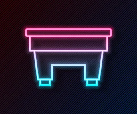 Glowing neon line Billiard table icon isolated on black background. Pool table イラスト素材