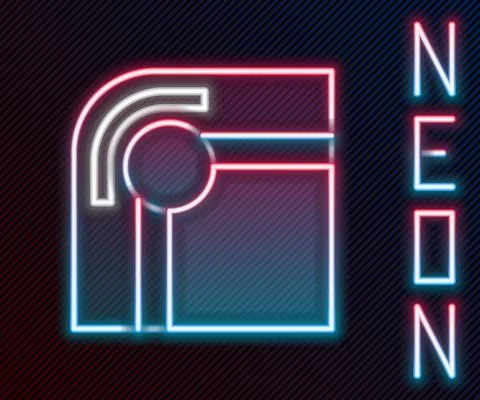 Glowing neon line Billiard table icon isolated on black background. Pool table イラスト素材