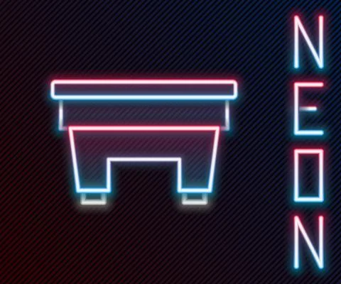 Glowing neon line Billiard table icon isolated on black background. Pool table Stock Illustration