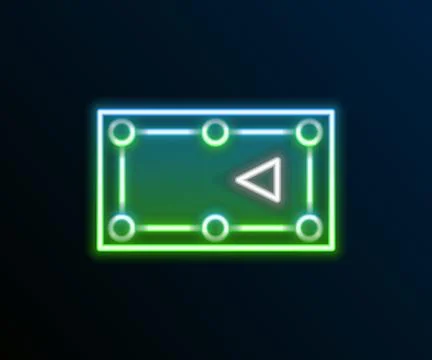 Glowing neon line Billiard table icon isolated on black background. Pool ta.. Illustrazione stock