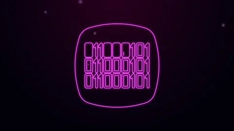 Glowing neon line Binary code icon isolated on black background. 4K Video motion Stock Footage 168138771