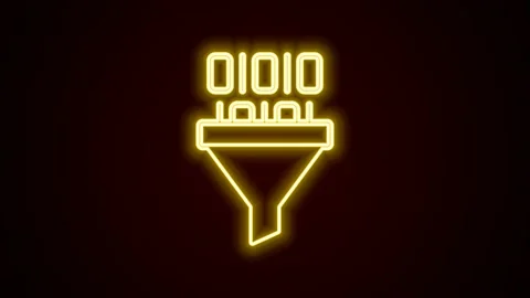 Glowing neon line Binary code icon isolated on black background. 4K Video motion Stock Footage 225897168