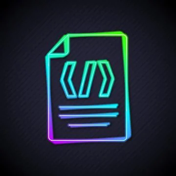 Glowing neon line Binary code icon isolated on black background. Vector Illustrazione stock