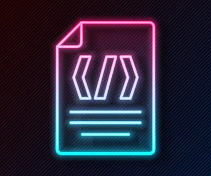 Glowing neon line Binary code icon isolated on black background. Vector Stock Illustration