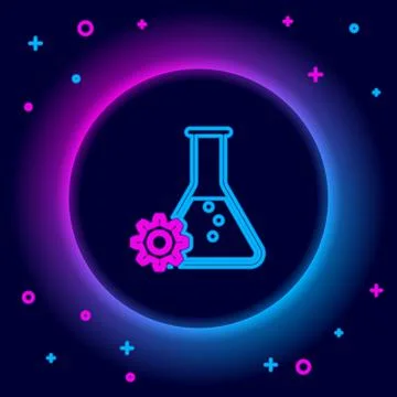 Glowing neon line Bioengineering icon isolated on black background. Element of Stock Illustration