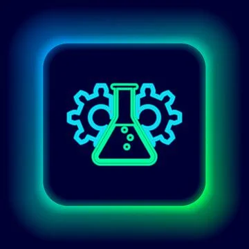 Glowing neon line Bioengineering icon isolated on black background. Element of Stock Illustration