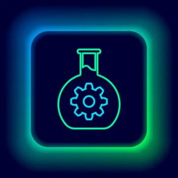 Glowing neon line Bioengineering icon isolated on black background. Element of Stock Illustration