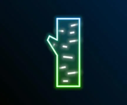 Glowing neon line Birch tree icon isolated on black background. Colorful ou.. Stock Illustration