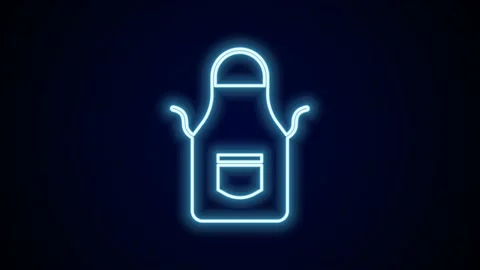 Glowing neon line Blacksmith apron icon isolated on black background. Protective Stock Footage 227446768