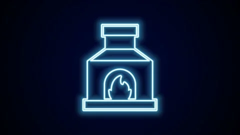Glowing neon line Blacksmith oven icon isolated on black background. 4K Video Stock Footage 227448249