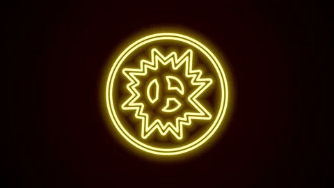 Glowing neon line Bomb explosion with shrapnel and fireball icon isolated on Stock Footage 155828853