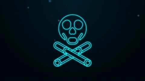 Glowing neon line Bones and skull as a sign of toxicity warning icon isolated on Vídeos de archivo 156434842