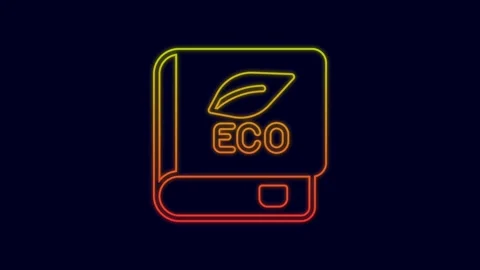 Glowing neon line Book about ecology icon isolated on blue background. Biology Stock Footage 227213313