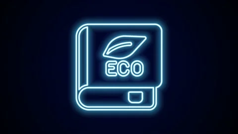 Glowing neon line Book about ecology icon isolated on black background. Biology Stock Footage 227363552