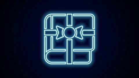 Glowing neon line Book as a gift icon isolated on black background. 4K Video Stock Footage 227361805